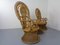 French Peacock Chairs & Table, 1960s, Set of 3 7