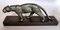 Art Deco Patinated Bronze Effect Panther in Ceramic with Base by A. Ouline, Image 1