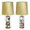 Vintage Chinese Porcelain Family-Rose Table Lamps with Bird and Flower Decoration, Set of 2, Image 1