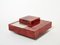 Red Goatskin Parchment and Steel Bar Coffee Table by Aldo Tura, 1960, Image 15