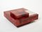 Red Goatskin Parchment and Steel Bar Coffee Table by Aldo Tura, 1960, Image 8