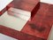 Red Goatskin Parchment and Steel Bar Coffee Table by Aldo Tura, 1960 13