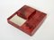Red Goatskin Parchment and Steel Bar Coffee Table by Aldo Tura, 1960 10