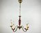 Gilded Brass and Burgundy Ceramics Chandelier 4