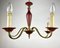 Lampadario in ottone dorato e ceramica bordeaux, Immagine 3