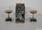 Art Deco Marble and Bronze Chimney Trim, 1920s, Set of 3 9