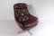 Mid-Century Swivel Egg Chair in Brown Faux Leather, 1960s, Image 3