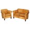 Heritage Brown Leather Camford Armchair & Two Seater Sofa from John Lewis, Set of 2 1
