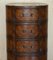 Brown Leather Oval Tallboy Chest of Drawers with Luggage Style Straps 4