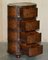 Brown Leather Oval Tallboy Chest of Drawers with Luggage Style Straps 16