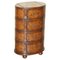 Brown Leather Oval Tallboy Chest of Drawers with Luggage Style Straps, Image 1