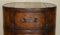Brown Leather Oval Tallboy Chest of Drawers with Luggage Style Straps 6