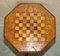 Antiker viktorianischer Schachspieltisch aus geschnitztem Nussholz & Mahagoni mit Intarsien 11