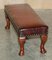 Antique Hand Dyed Bordeaux Leather Tufted Footstool, Image 10