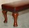 Antique Hand Dyed Bordeaux Leather Tufted Footstool 6