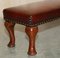 Antique Hand Dyed Bordeaux Leather Tufted Footstool, Image 6