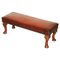 Antique Hand Dyed Bordeaux Leather Tufted Footstool, Image 1