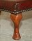 Antique Hand Dyed Bordeaux Leather Tufted Footstool, Image 9