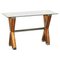 Chrome Tipped X Framed Console Table in Beech and Glass 1
