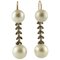 9 Karat Rose Gold and Silver Dangle Earrings, Set of 2 1