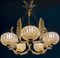 Art Deco Brass Mounted Murano Glass Chandelier from Ercole Barovier, 1940s 2