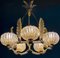 Art Deco Brass Mounted Murano Glass Chandelier from Ercole Barovier, 1940s 9