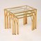 Tavolini ad incastro vintage in ottone e simil bambù, set di 3, Immagine 5