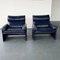 Blue Leather Armchair by Giovanni Offredi 1