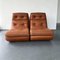 Low Cognac Leather Sofas, 1970s, Set of 2 1