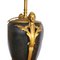 Empire Gilt Bronze and Lacquered Metal Table Lamps with Silk Shades, Set of 2 3