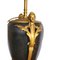 Empire Gilt Bronze and Lacquered Metal Table Lamps with Silk Shades, Set of 2, Image 3