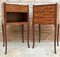 Early 20th Century French Marquetry and Iron Hardware Bedside Tables or Nightstands, Set of 2 1