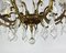 Lámpara de araña francesa de cristal y bronce dorado forjado, años 60, Imagen 4