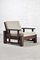 Constructivist Lounge Chair in Bouclé and Solid Wengé, 1960s, Image 1