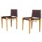 Moderne italienische Mid-Century Stühle aus Holz & braunem Leder von Zanotta, 1980er, 2er Set 1
