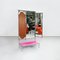 Modern Italian Pink Wooden and Tubular Metal Floor Mirror with 3 Doors, 1980s 2