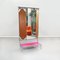 Modern Italian Pink Wooden and Tubular Metal Floor Mirror with 3 Doors, 1980s 3
