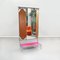 Modern Italian Pink Wooden and Tubular Metal Floor Mirror with 3 Doors, 1980s, Image 3