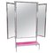 Modern Italian Pink Wooden and Tubular Metal Floor Mirror with 3 Doors, 1980s, Image 1