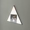 Cuadro italiano moderno triangular con collage, años 80, vidrio, papel y madera, enmarcado, Imagen 3