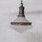 Lampe à Suspension Conique Antique en Verre et Laiton, France 1