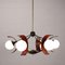 Lampada da soffitto in legno, metallo, vetro e ottone, anni '50 e '60, Immagine 3