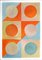 Natalia Roman, Yin Yang Golden Pattern Tile Composition with Orange and Turquoise Shapes, 2022, Acrylic on Watercolor Paper 3