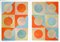 Natalia Roman, Yin Yang Golden Pattern Tile Composition with Orange and Turquoise Shapes, 2022, Acrylic on Watercolor Paper 1