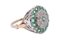 9 Karat Rose Gold and Silver Ring with Diamonds and Emeralds 2