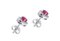 18 Karat White Gold Stud Earrings with Rubies and Diamonds, Set of 2 2