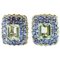 14 Karat White Gold Clip-on Earrings with Diamonds, Tanzanite and Aquamarine, Set of 2 1