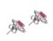 18 Karat White Gold Star Stud Earrings with Rubies and White Diamonds, Set of 2 2