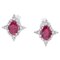 18 Karat White Gold Star Stud Earrings with Rubies and White Diamonds, Set of 2 1