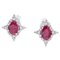 18 Karat White Gold Star Stud Earrings with Rubies and White Diamonds, Set of 2, Image 1